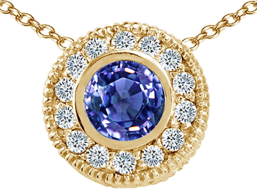 Tommaso Design™ Round Genuine Tanzanite Pendant Necklace