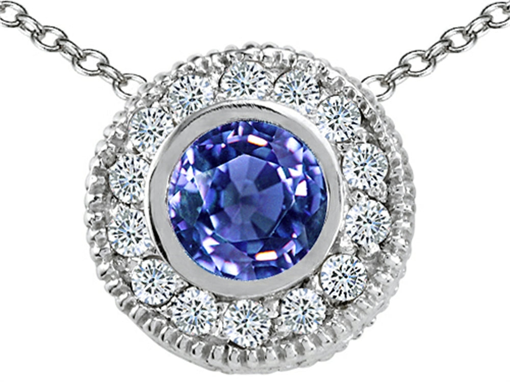 Tommaso Design™ Round Genuine Tanzanite Pendant Necklace