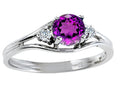 Tommaso Design Round Genuine Amethyst Ring