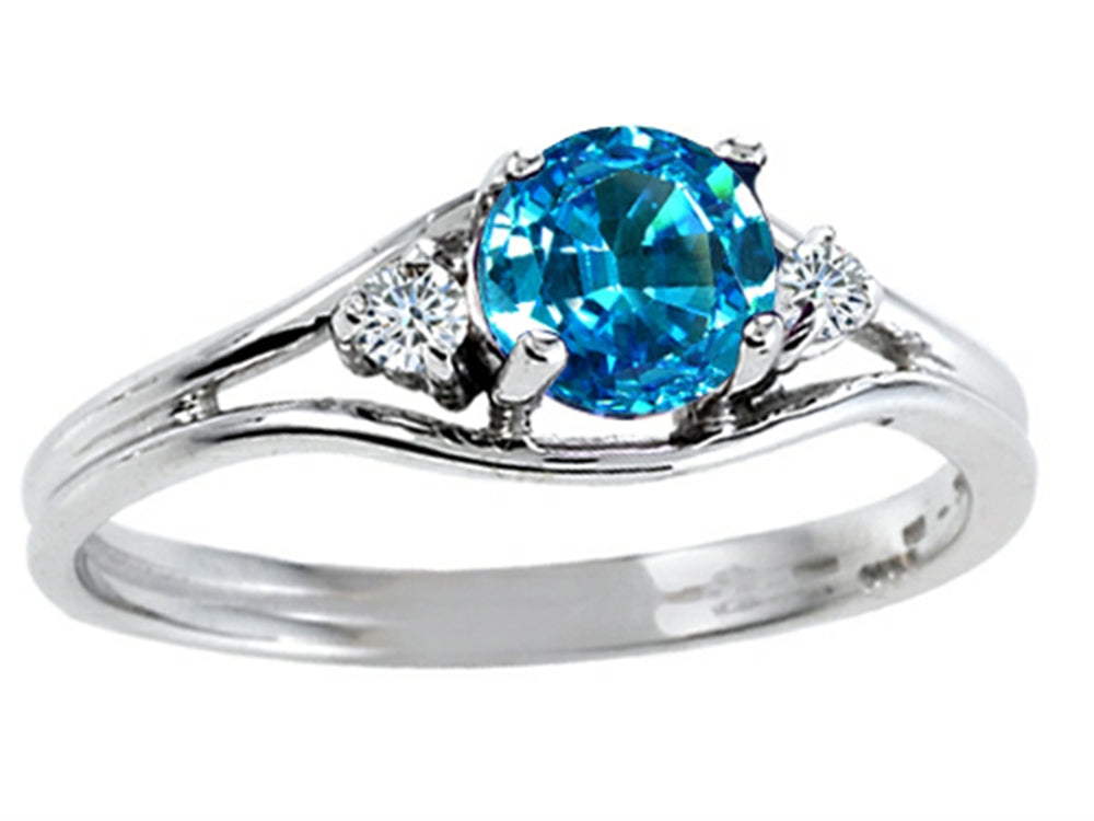 Tommaso Design Round Genuine Blue Topaz Ring