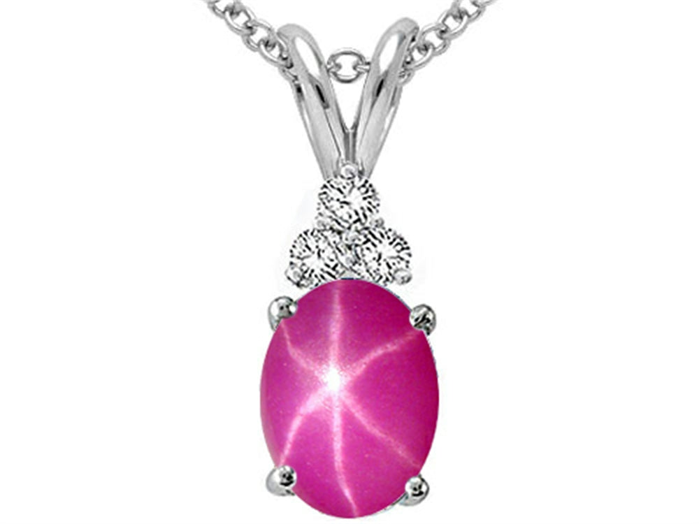 Tommaso Design Oval 7x5mm Created Star Ruby Pendant Necklace