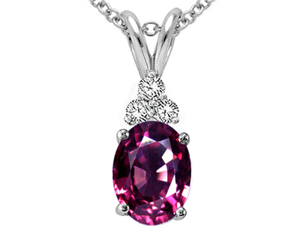 Tommaso Design Oval Genuine Rhodolite Pendant Necklace