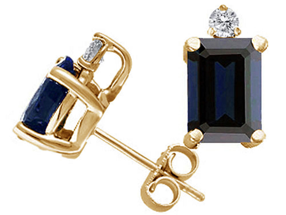 Tommaso Design™ Emerald Cut Genuine Sapphire Earrings Studs