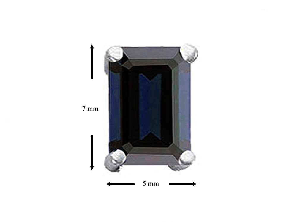 Star K Emerald Cut 7x5mm Genuine Black Sapphire Earrings Studs