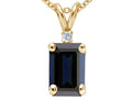 Tommaso Design Emerald Cut Genuine Sapphire Pendant Necklace