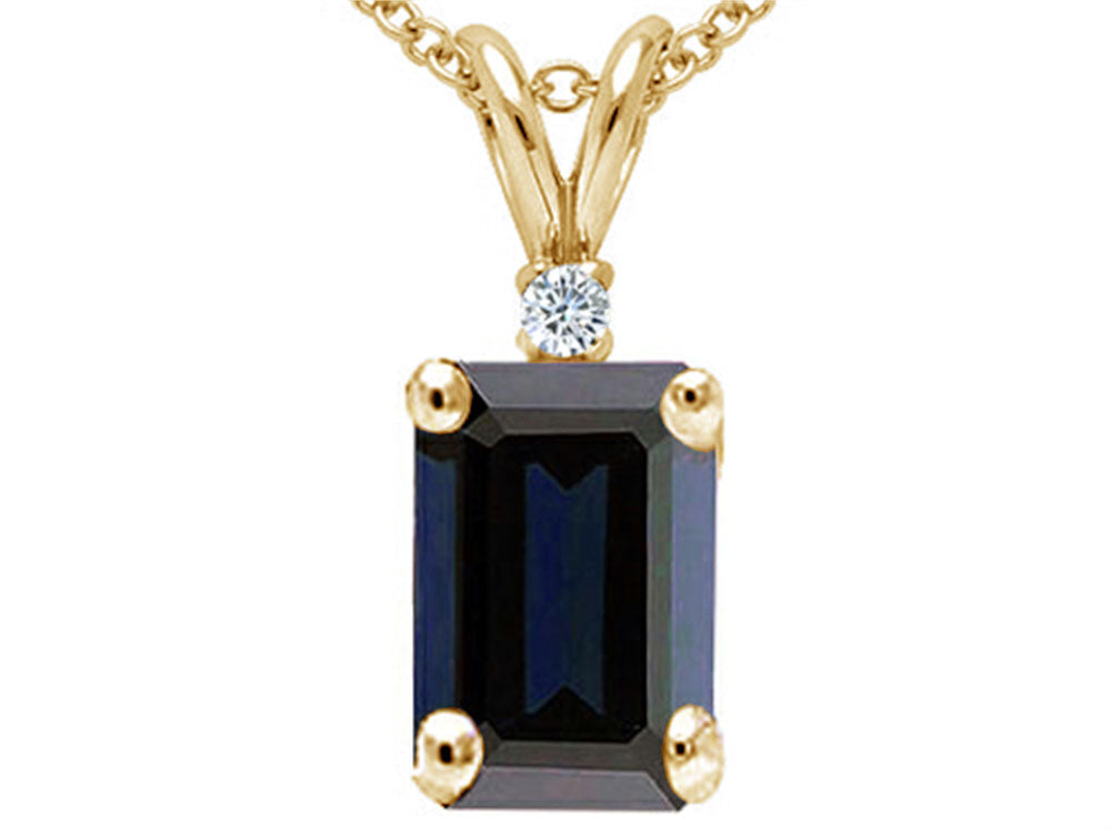Tommaso Design™ Emerald Cut Genuine Sapphire Pendant Necklace