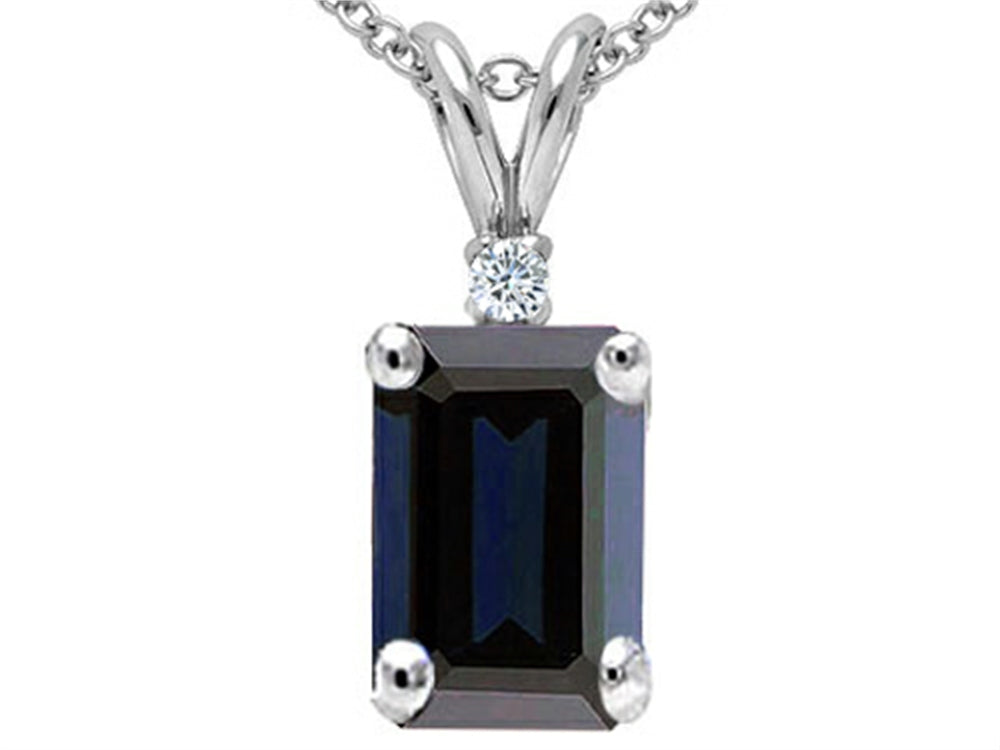 Tommaso Design™ Emerald Cut Genuine Sapphire Pendant Necklace