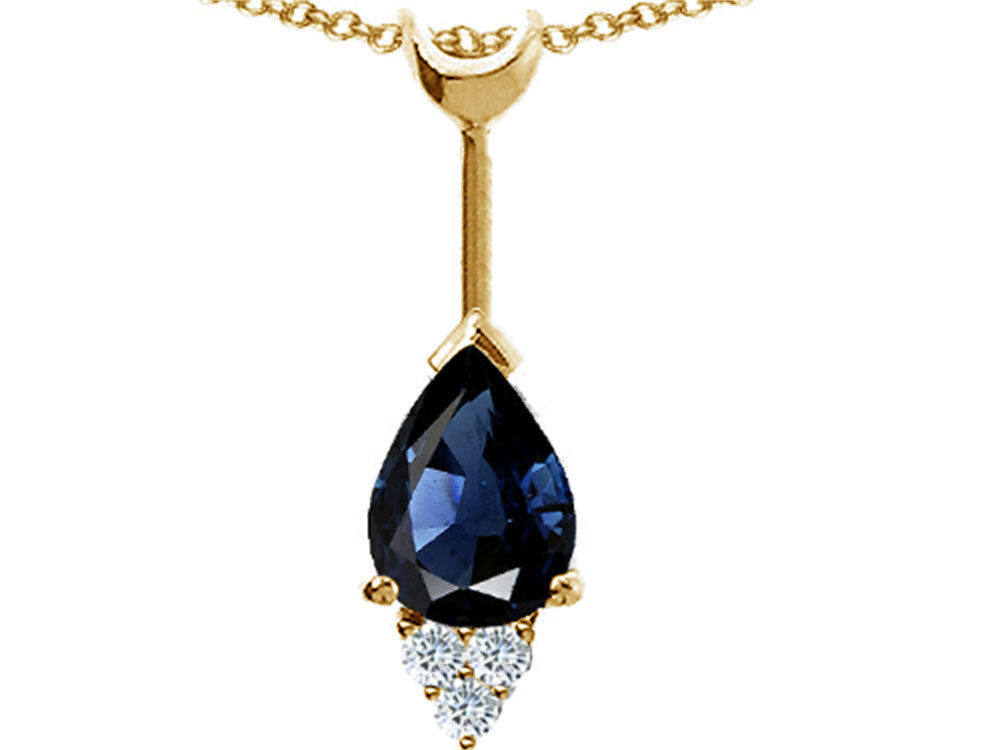 Tommaso Design™ Pear Shape Genuine Sapphire Pendant Necklace