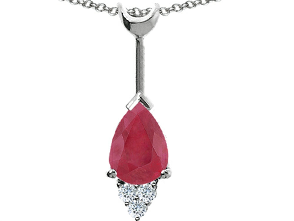 Tommaso Design Genuine Ruby and Diamond Pendant Necklace