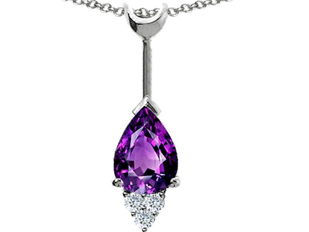 Tommaso Design Pear Shape Genuine Amethyst Pendant Necklace