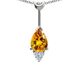 Tommaso Design Pear Shape Genuine Citrine Pendant Necklace