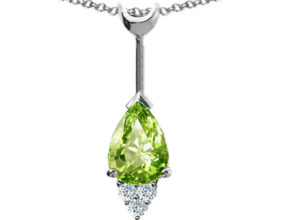 Tommaso Design Pear Shape 8x6 mm Genuine Peridot Pendant Necklace
