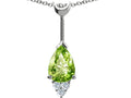 Tommaso Design Pear Shape 8x6 mm Genuine Peridot Pendant Necklace