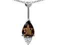 Tommaso Design Pear Shape 8x6 mm Genuine Smoky Quartz Pendant Necklace