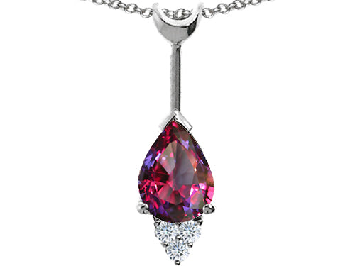 Tommaso Design Pear Shape 8x6 mm Simulated Alexandrite Pendant Necklace