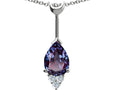Tommaso Design Pear Shape 8x6 mm Simulated Alexandrite Pendant Necklace