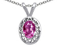 Tommaso Design Oval 6x4mm Created Pink Sapphire Pendant Necklace