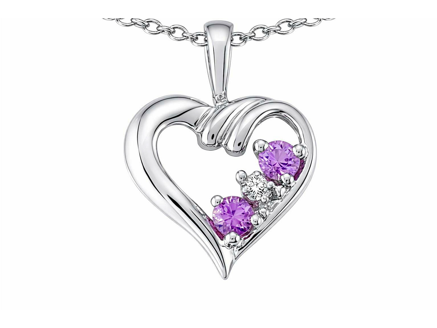 Tommaso Design Genuine Pink Sapphire Heart Pendant Necklace