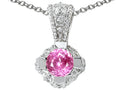 Tommaso Design Round 5mm Created Pink Sapphire Pendant Necklace