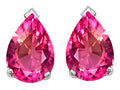 Tommaso Design Pear Shape 10x7mm Created Pink Sapphire Earrings Studs