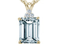 Tommaso Design Emerald Cut 10x8 mm Genuine Aquamarine Pendant Necklace