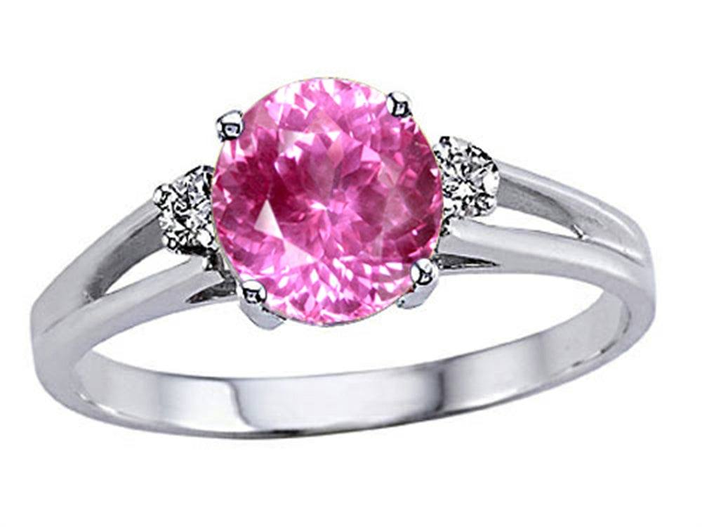 Tommaso Design Round 7mm Created Pink Sapphire Ring