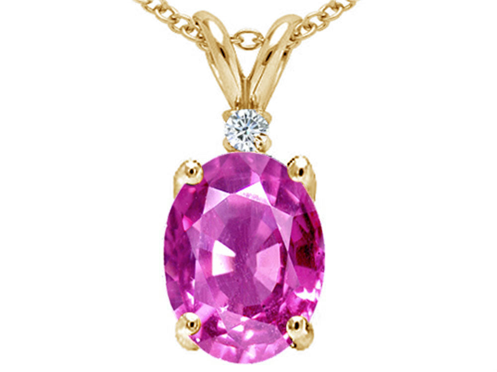 Tommaso Design™ Oval 8x6mm Created Pink Sapphire Pendant Necklace