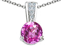 Tommaso Design Round 7mm Created Pink Sapphire Pendant Necklace
