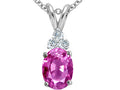 Tommaso Design Oval 7x5 mm Created Pink Sapphire Pendant Necklace