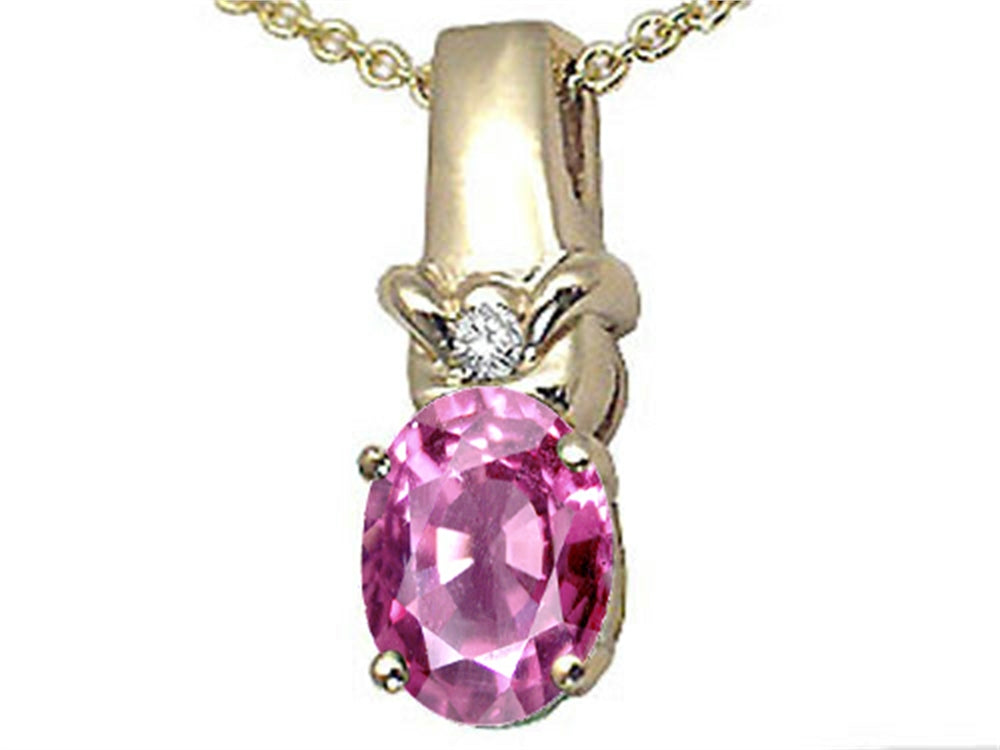Tommaso Design™ Oval 8x6 mm Created Pink Sapphire Pendant Necklace