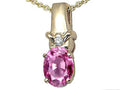 Tommaso Design Oval 8x6 mm Created Pink Sapphire Pendant Necklace