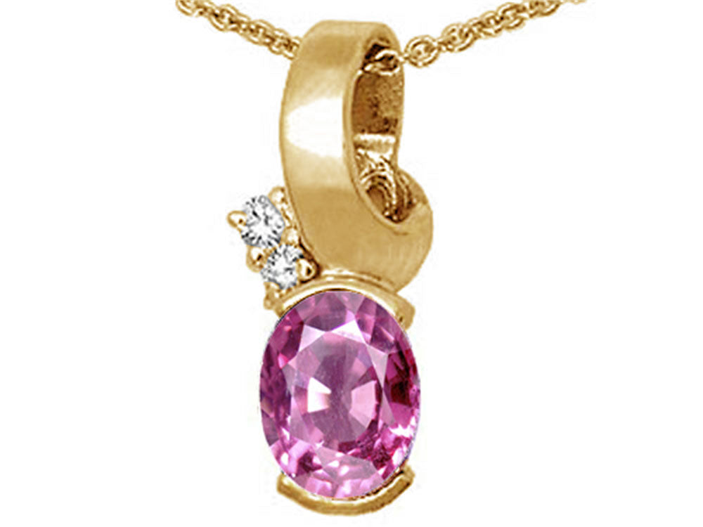 Tommaso Design™ Oval 8x6 mm Created Pink Sapphire Pendant Necklace