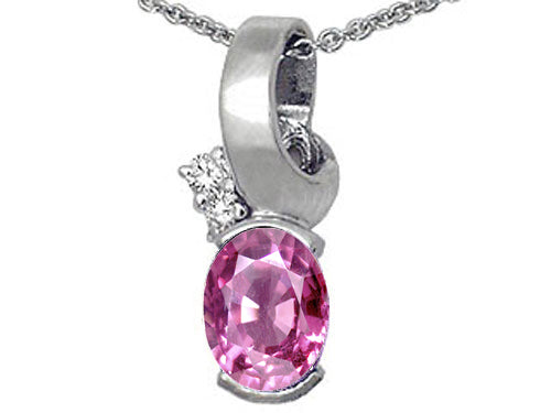Tommaso Design™ Oval 8x6 mm Created Pink Sapphire Pendant Necklace