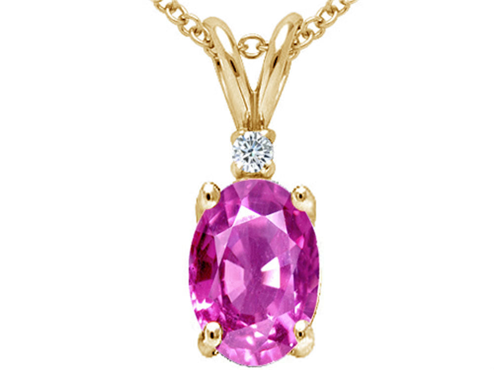 Tommaso Design™ Oval 7x5 mm Created Pink Sapphire Pendant Necklace