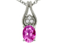 Tommaso Design Oval 7x5 mm Created Pink Sapphire Pendant Necklace