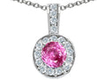Tommaso Design Round 5mm Created Pink Sapphire Pendant Necklace