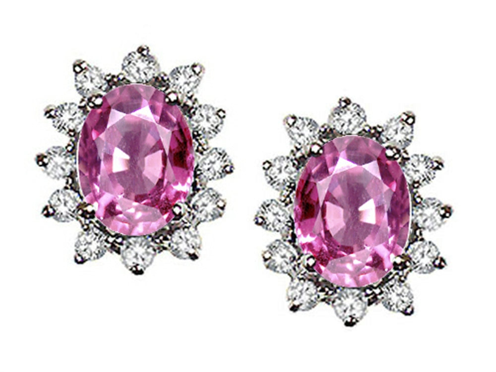 Tommaso Design Oval 8x6mm Created Pink Sapphire Earrings