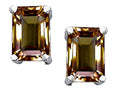 Tommaso Design Emerald Cut 8x6mm Genuine Smoky Quartz Earrings