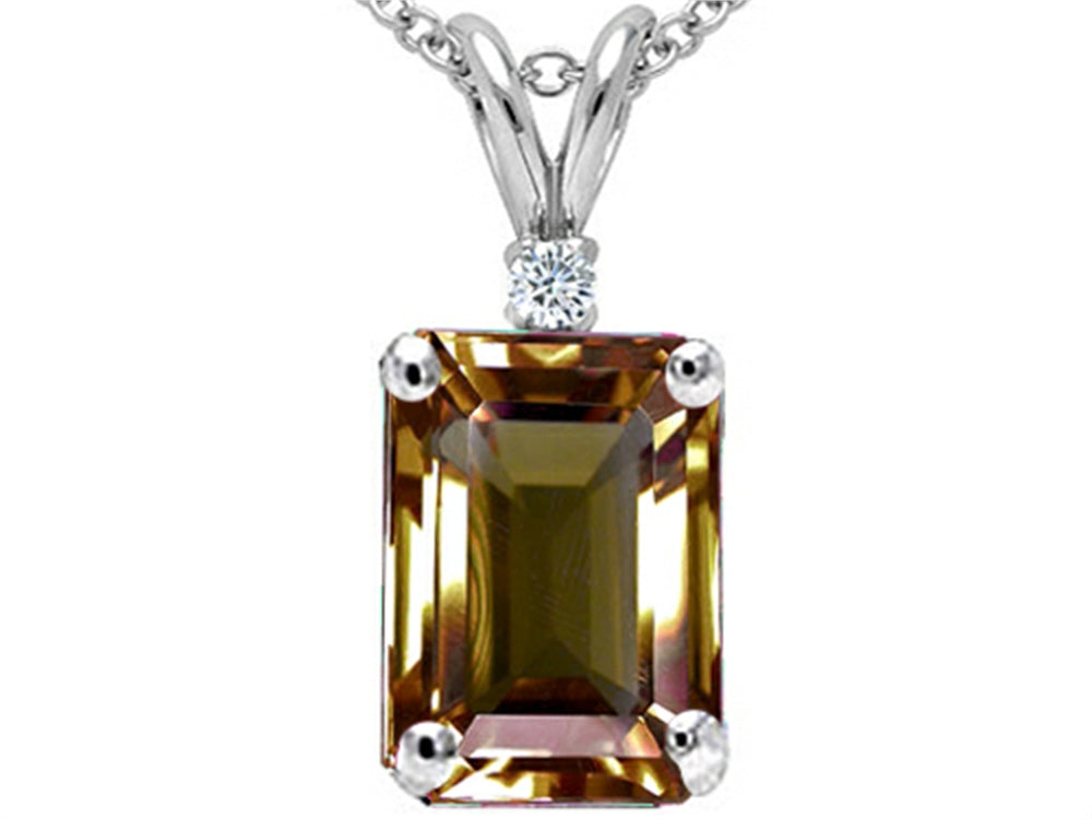 Tommaso Design Emerald Cut 9x7 mm Genuine Smoky Quartz Pendant Necklace