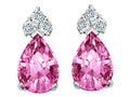 Tommaso Design Pear Shape 8x6mm Created Pink Sapphire Earrings Studs