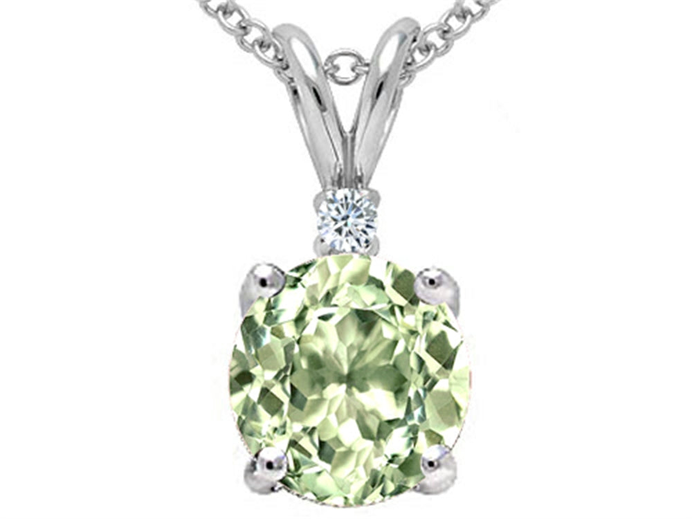 Tommaso Design Round 7mm Green Amethyst Pendant Necklace
