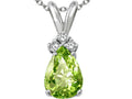 Tommaso Design Pear Shape Genuine Peridot Pendant Necklace