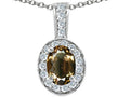Tommaso Design Oval Genuine Smoky Quartz Pendant Necklace