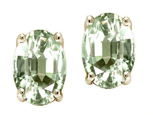 Tommaso Design™ Oval 8 x 6mm Genuine Green Amethyst Earring Studs