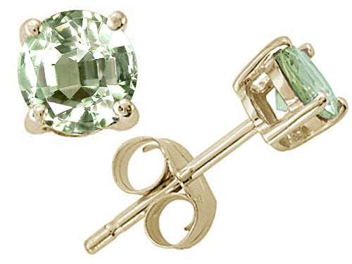 Tommaso Design Genuine Round Green Amethyst Earrings Studs