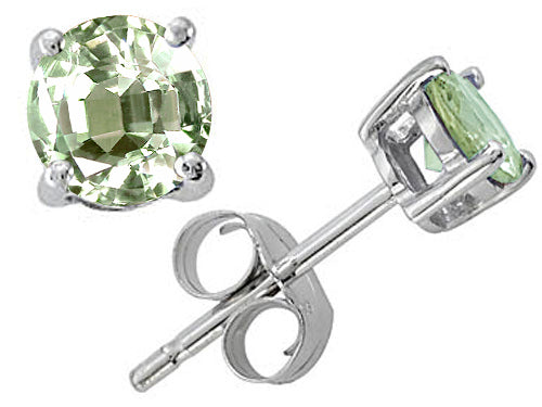 Tommaso Design™ Genuine Round Green Amethyst Earrings Studs
