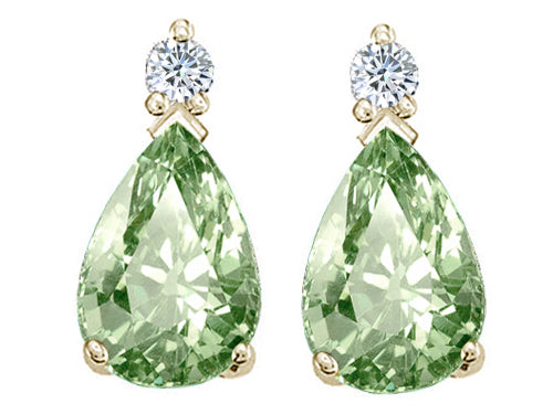 Tommaso Design™ Pear Shape 8x6mm Green Amethyst Earrings