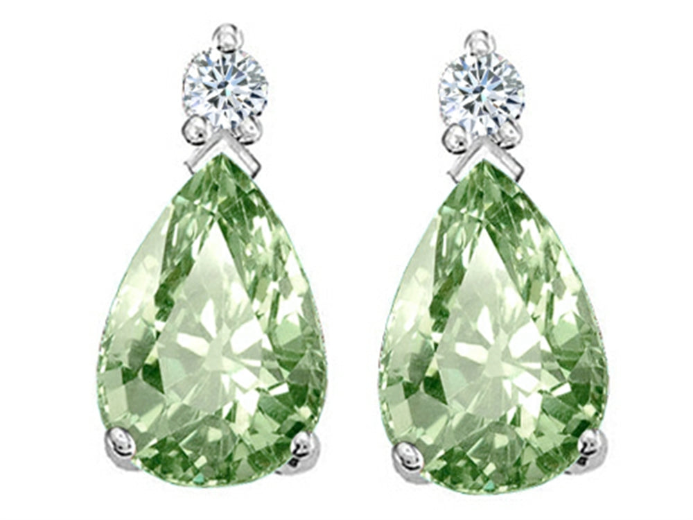 Tommaso Design Pear Shape 8x6mm Green Amethyst Earrings