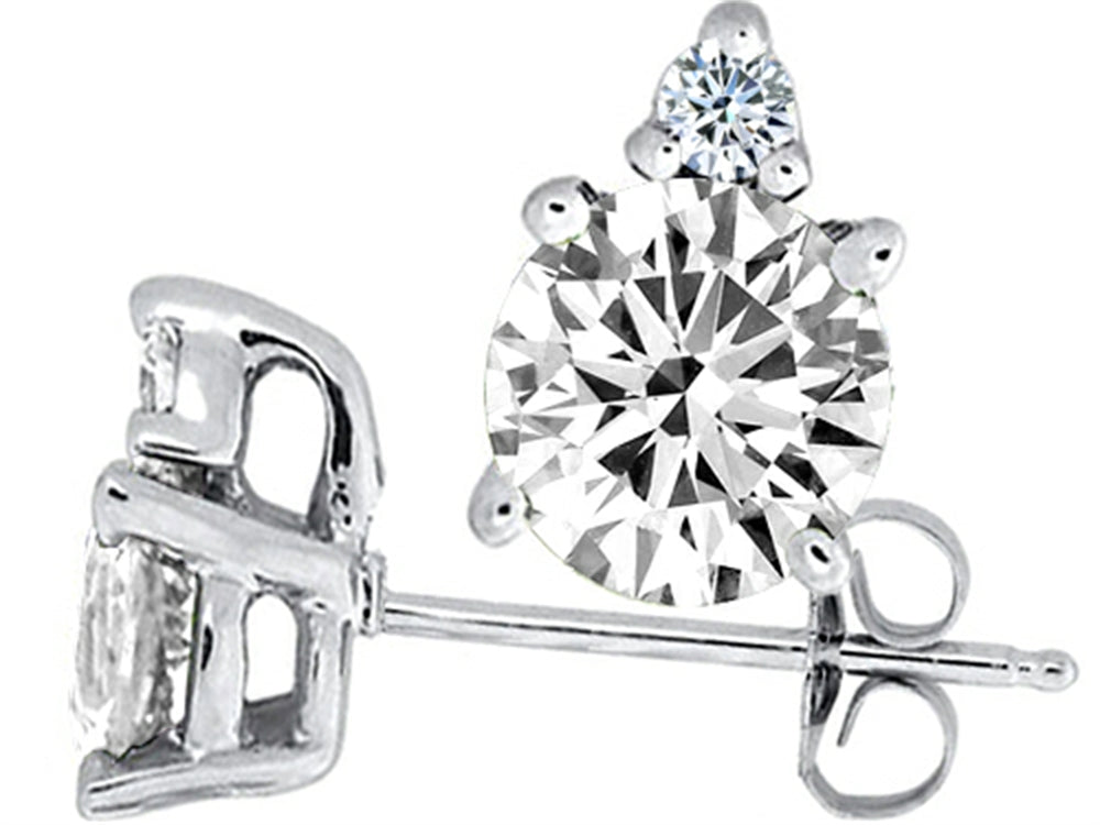 Tommaso Design Round Genuine White Topaz Earrings Studs