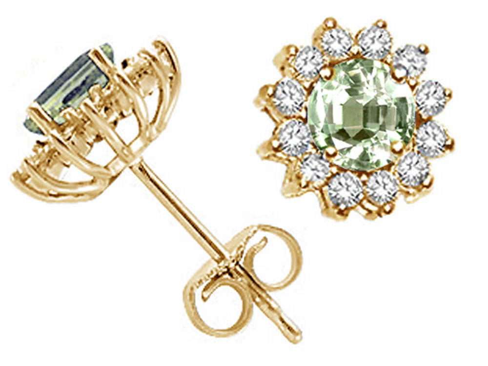 Tommaso Design™ Round Green Amethyst Earrings